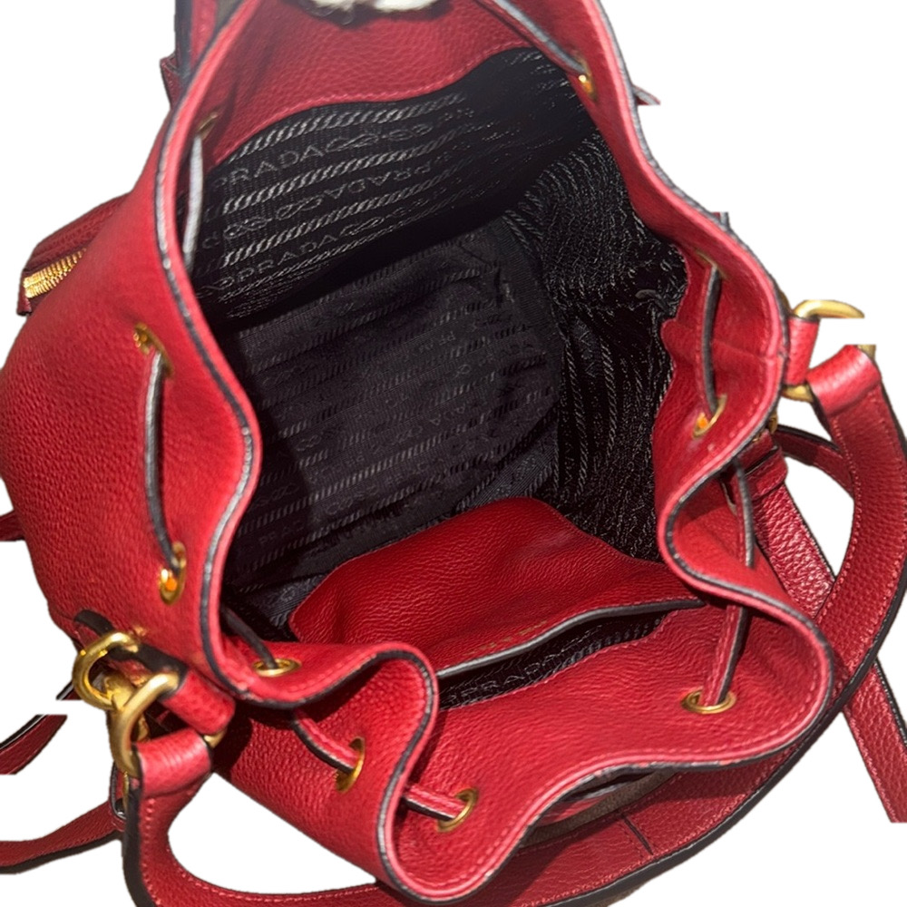 Prada Vitello Daino Rubino Leather Bucket Bag Shoulder Bag - Picture 8 of 9